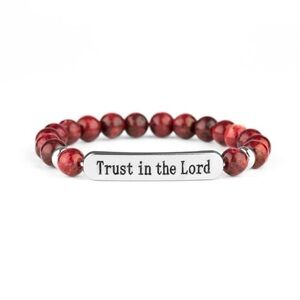 Trust In The Lord Always Red Stretch Bracelet